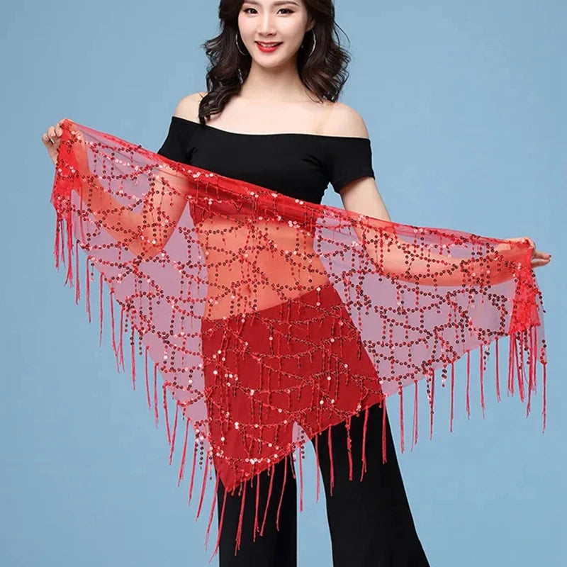 New Belly Dance Costumes Sequins Tassel Indian Belly Dance Hip Scarf for Women Dance Performance Waist Belt