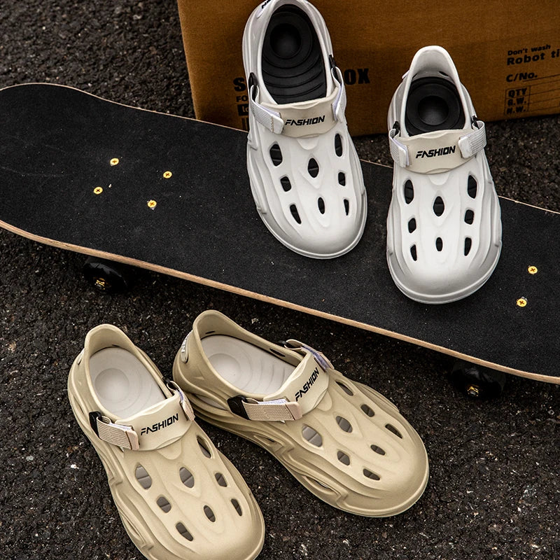 Men Summer Anti-slip Soft EVA Slippers Male Outdoor Hole Garden Sandals Casual Breathable Comfortable Flat Indoor Shoes