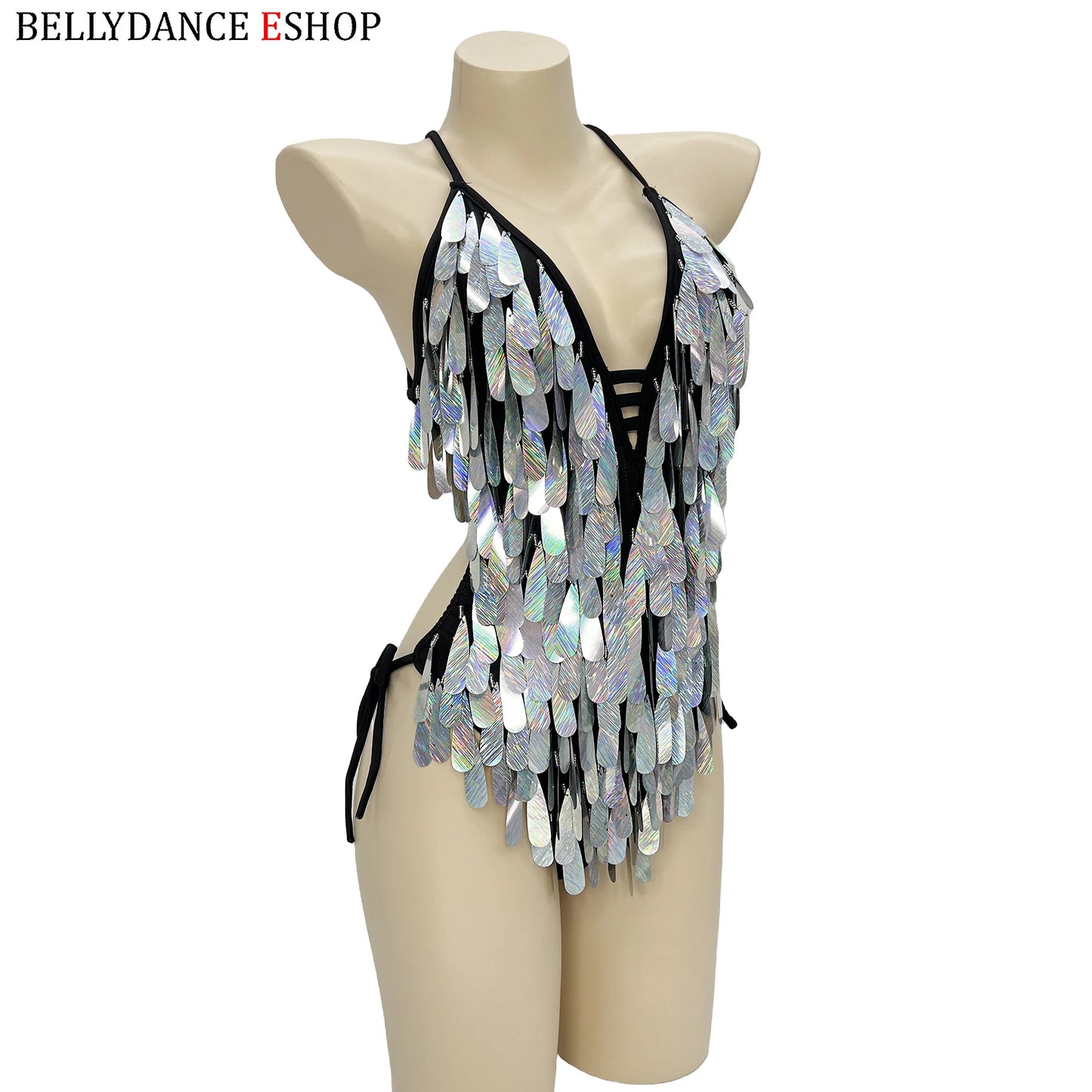 Sparkly Beaded One-Piece Bodysuit Sexy Party Show Club Wear Rave Nightclub Outfit gogo costume Stage Performance Dance Clothes