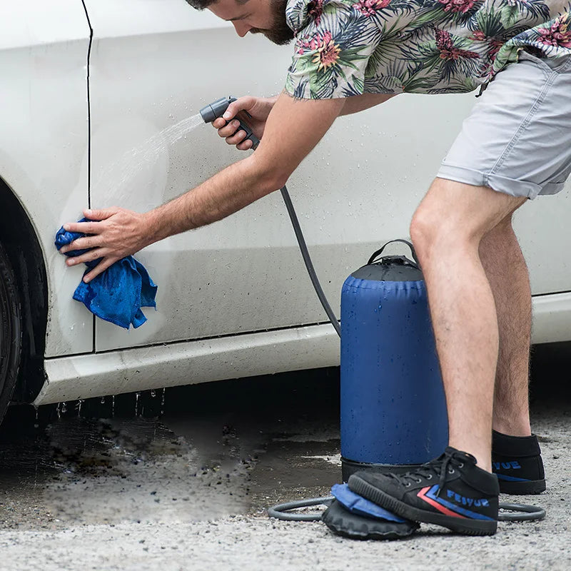 Lohascamping Outdoor Pressure Shower Portable 11L Inflatable Shower Water Bag Camping Lightweight PVC Bathing Bag Washing Tools