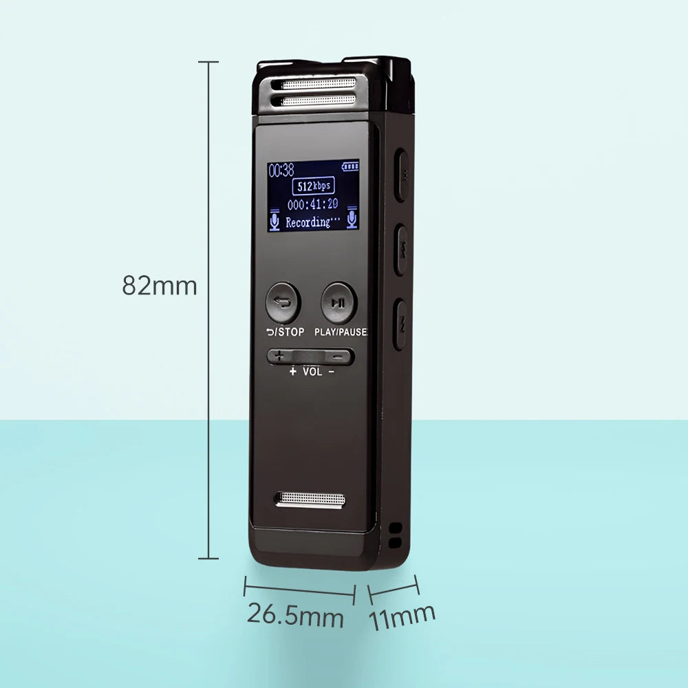Digital Voice Recorder 32G Activated Record Playback MP3 Music Player w/ Mic Speaker 1536KBPS HD Recording 24 System Languages
