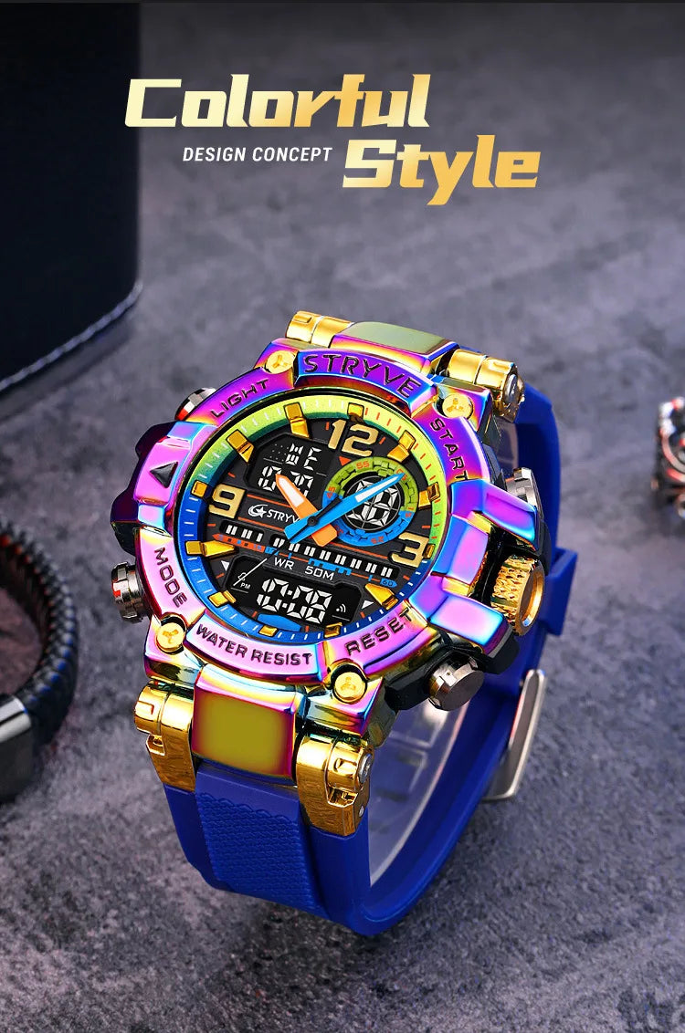 UTHAI CQ254 Fashion Sports electronics Watch Colorful Night Light Man watch Waterproof Multi functional Clock watches for man