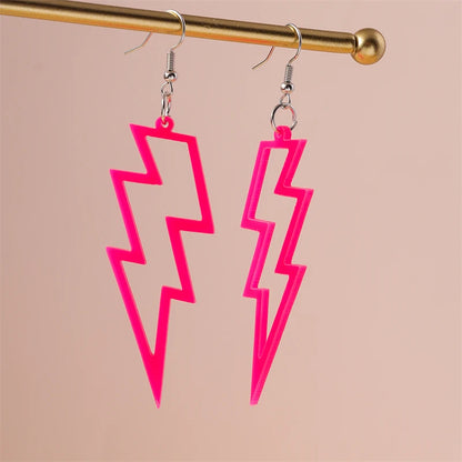 Fashion Candy Color Acrylic Lightning Drop Earrings for Women Cool Long Dangle Earrings Girls Party Festival Jewelry Gifts