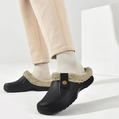 Fashion Men Cotton Slippers Winter Women Men Short Plush Slippers Casual Waterproof Garden Men Shoes New Fur Furry Cotton Shoes