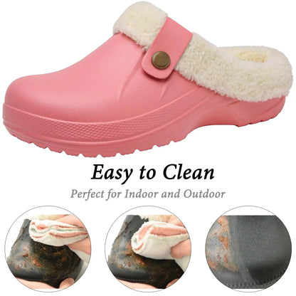Fashion Men Cotton Slippers Winter Women Men Short Plush Slippers Casual Waterproof Garden Men Shoes New Fur Furry Cotton Shoes