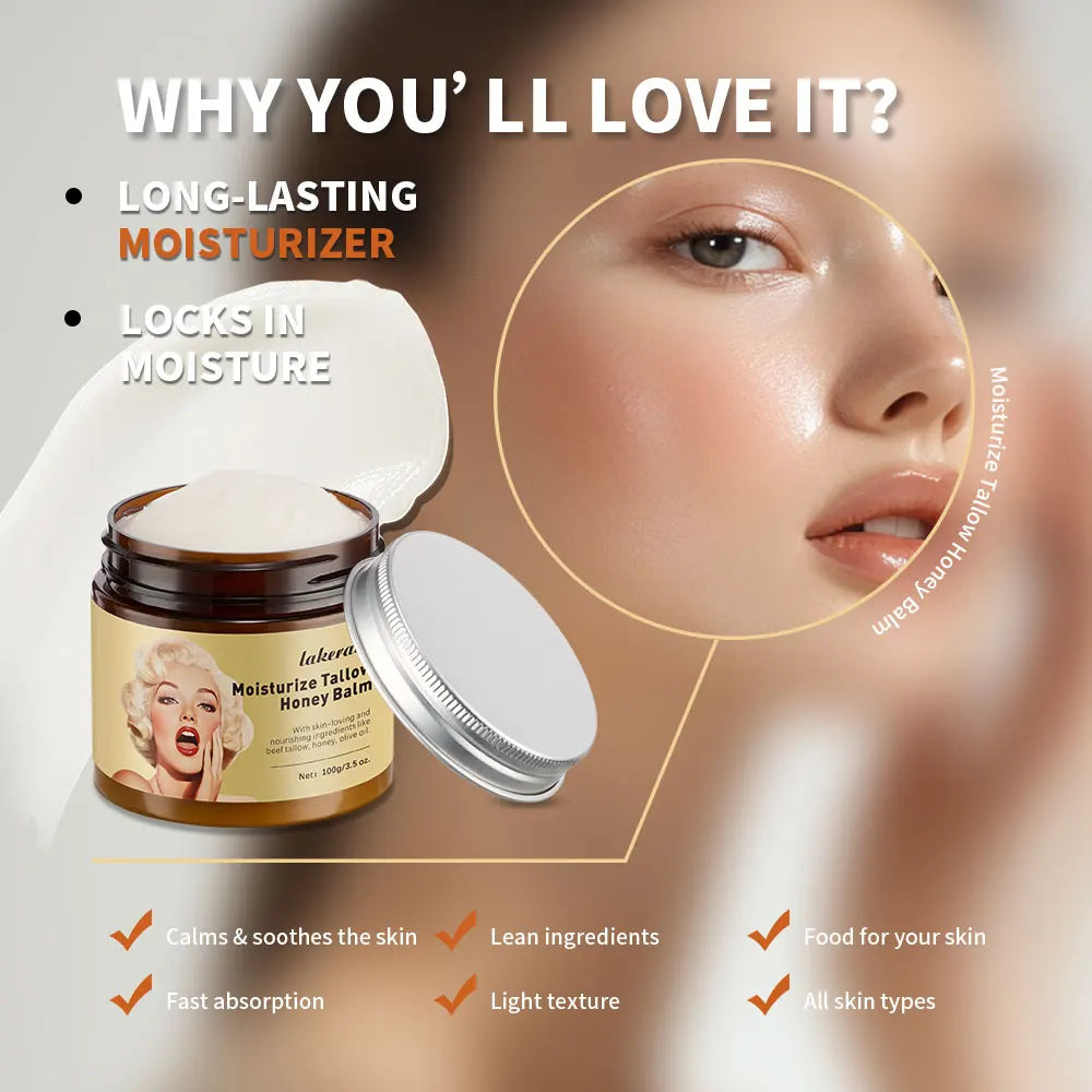 2pcs Whipped Beef Tallow and Manuka Honey Balm100ml Organic Face Cream Moisturizer Body Lotion Skin Care and Lip Balm