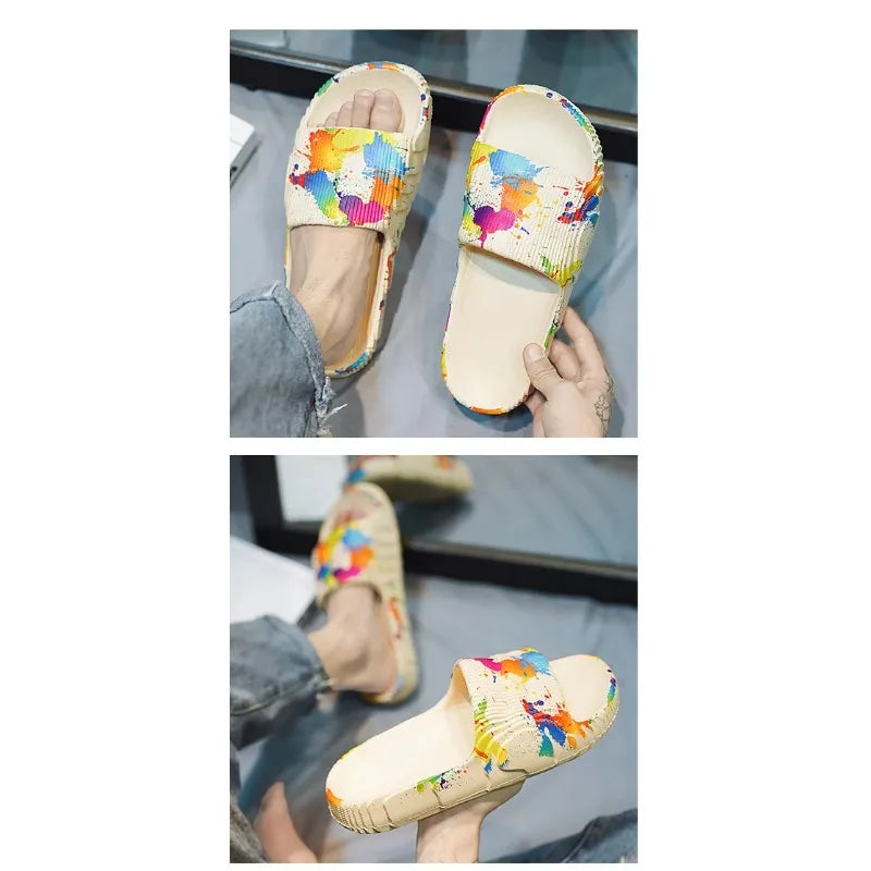 Summer Men Shoes Slippers Beach Outdoor EVA Non-Slip Slides Ladies Fashion Flats Flip Flops Casual Sandals Luxury Household