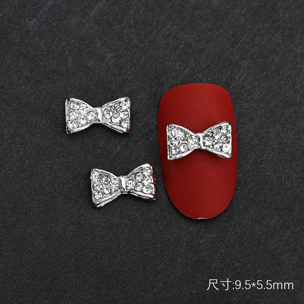 10Pcs Ballet Dance Shoes 3D Nail Charms 8mm Pink Metal Dance Shoes Ribbon Nail Art DIY Kawaii Ballet Bows Manicure Supplies &*&