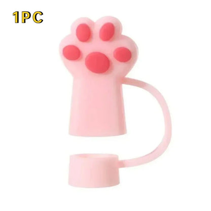 1/3Pcs Cartoon Cute Cat Claw Straw Cover Glass Beverage Dustproof Straw Cover Kitchen Beverage Straw Accessories