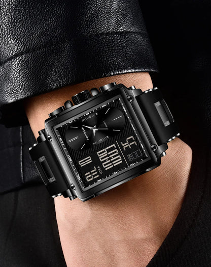 LIGE Fashion Men Quartz Wristwatches FOXBOX Top Brand Luxury Chronograph Square Digital Watch Men Casual Sports Waterproof Clock