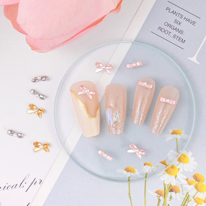 10Pcs Ballet Dance Shoes 3D Nail Charms 8mm Pink Metal Dance Shoes Ribbon Nail Art DIY Kawaii Ballet Bows Manicure Supplies &*&