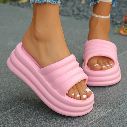 Chunky Platform Slippers for Women 2024 Summer Comfort Soft Sole Beach Shoes Slides Woman Thick Bottom Non-Slip Sandals Ladies