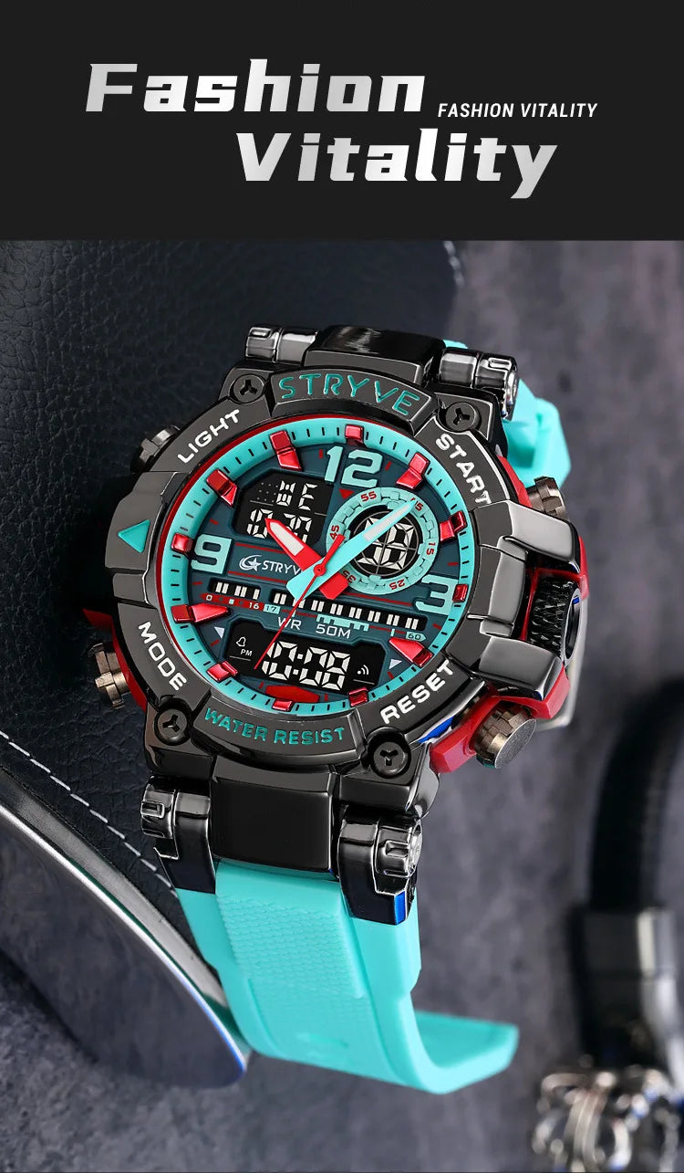UTHAI CQ254 Fashion Sports electronics Watch Colorful Night Light Man watch Waterproof Multi functional Clock watches for man