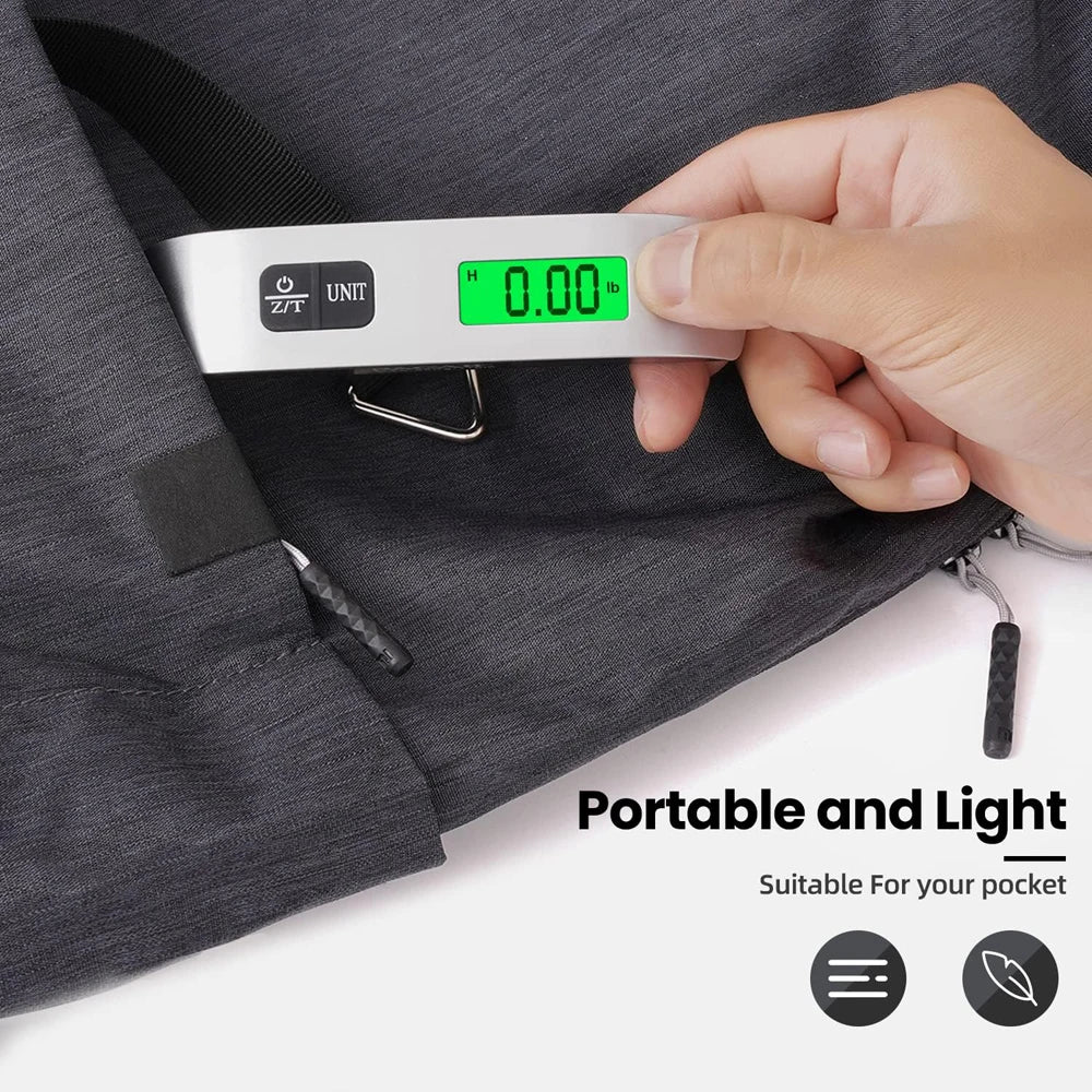 110Lb/50Kg Portable Digital Luggage Weight Scale LCD Display Pocket Electronic Suitcase Travel Scale Balance Baggage Weight Tool