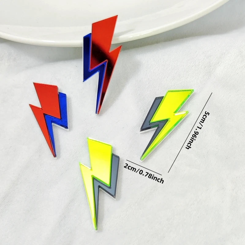 KUGUYS Two Tone Lightning Stud Earrings for Women Glitter Mirror Neon Acrylic Beach Jewelry Summer Accessories