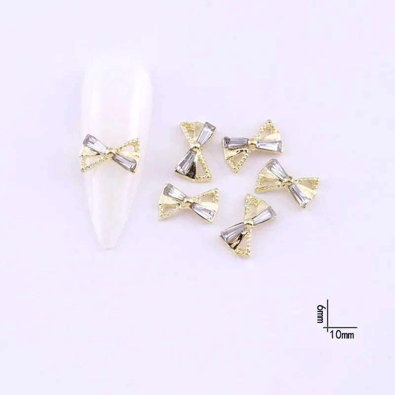 10Pcs Ballet Dance Shoes 3D Nail Charms 8mm Pink Metal Dance Shoes Ribbon Nail Art DIY Kawaii Ballet Bows Manicure Supplies &*&