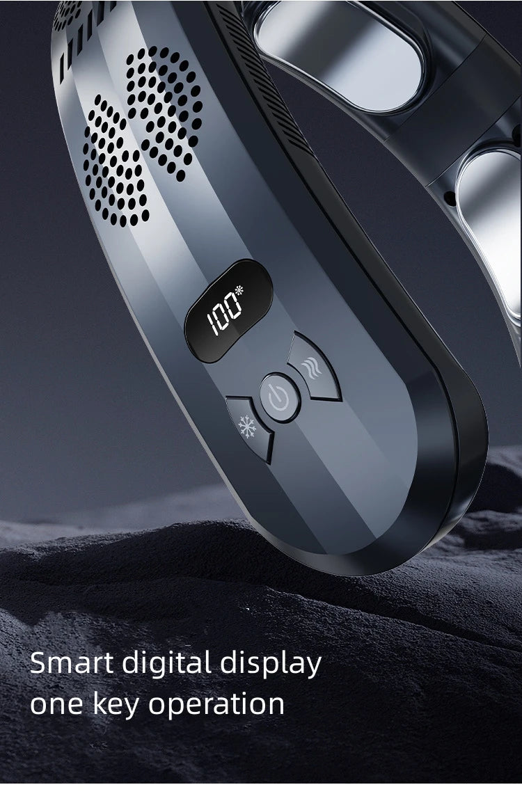 2025 New Wearable Air Conditioner USB Rechargeable Portable 3 Refrigeration Hanging Neck Fan Mute 6000mAh Outdoor Summer Cooler