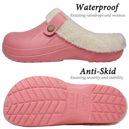 Fashion Men Cotton Slippers Winter Women Men Short Plush Slippers Casual Waterproof Garden Men Shoes New Fur Furry Cotton Shoes