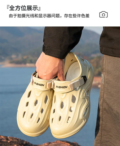 Summer Eva Commuting Slides Clogs Men's Slippers Sandals Beach Water Shoes Trendy Flip Flops Male Slipper Camping Driving