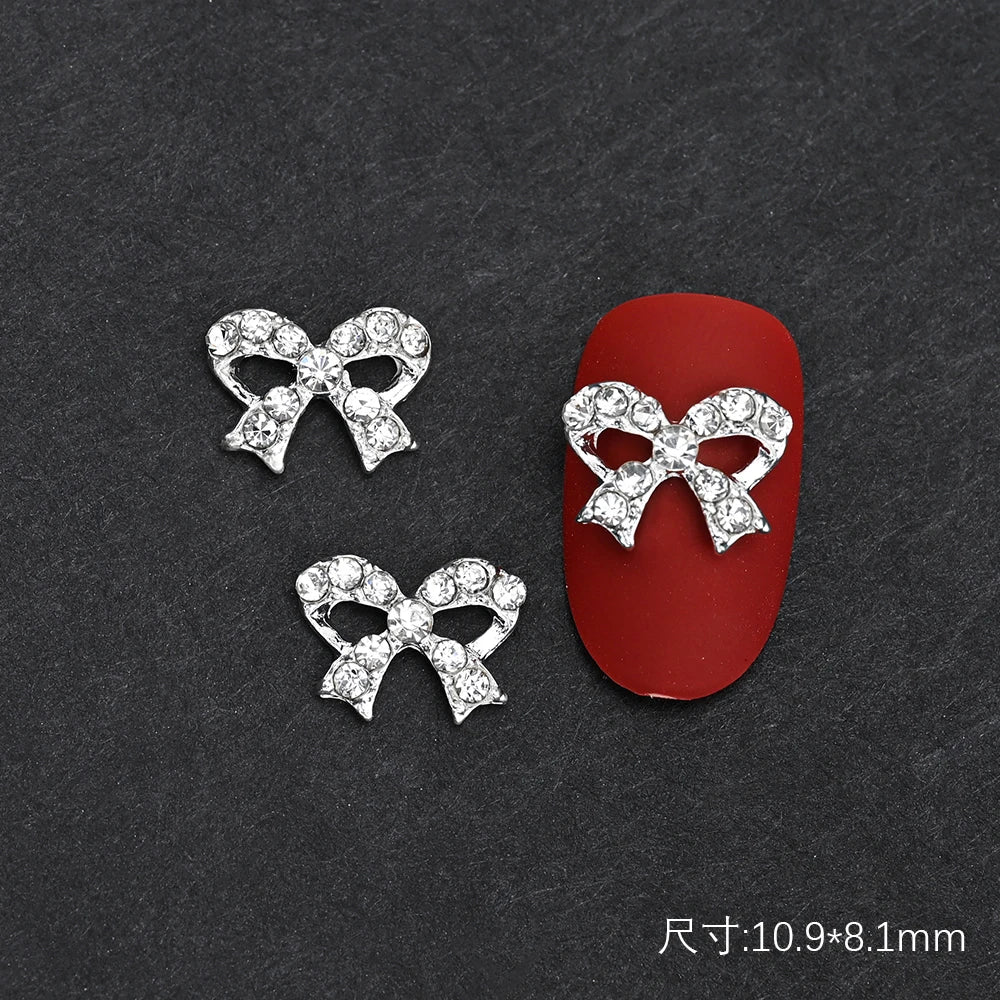 10Pcs Ballet Dance Shoes 3D Nail Charms 8mm Pink Metal Dance Shoes Ribbon Nail Art DIY Kawaii Ballet Bows Manicure Supplies &*&