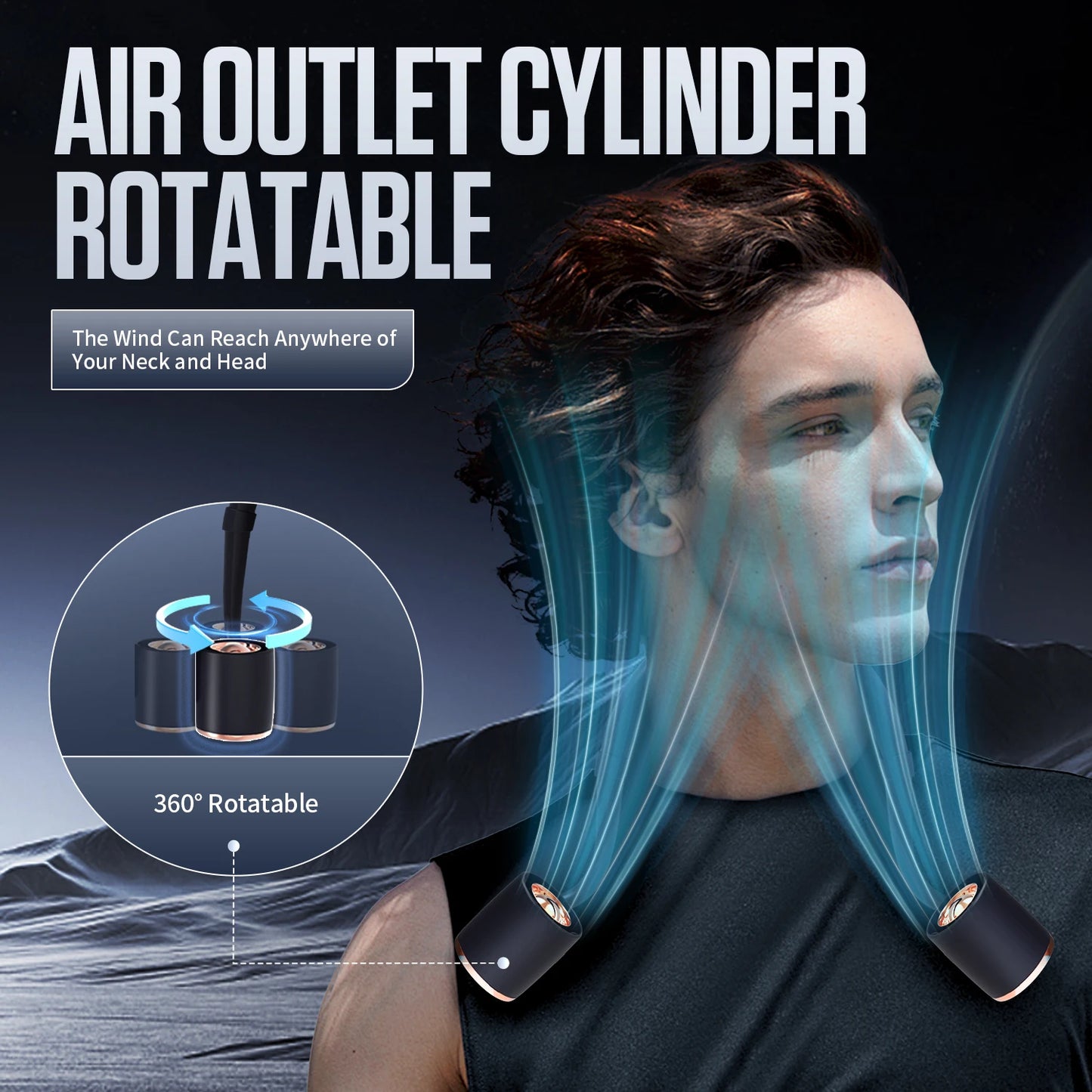 Portable Mini Neck Fan Home Summer Air-cooled Neck Hanging Fans for Outdoor Silent Neckband Wearable Sports Running Travel