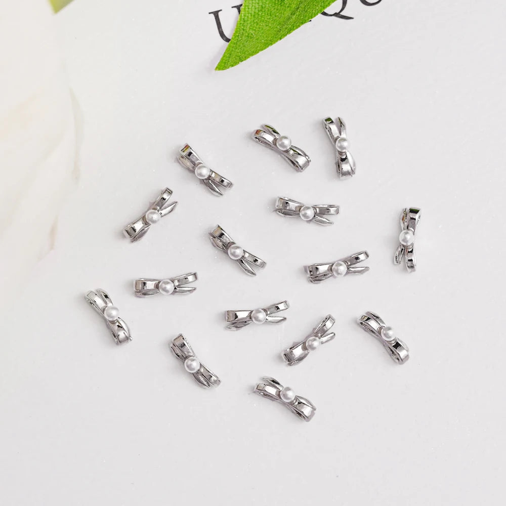 10Pcs Ballet Dance Shoes 3D Nail Charms 8mm Pink Metal Dance Shoes Ribbon Nail Art DIY Kawaii Ballet Bows Manicure Supplies &*&