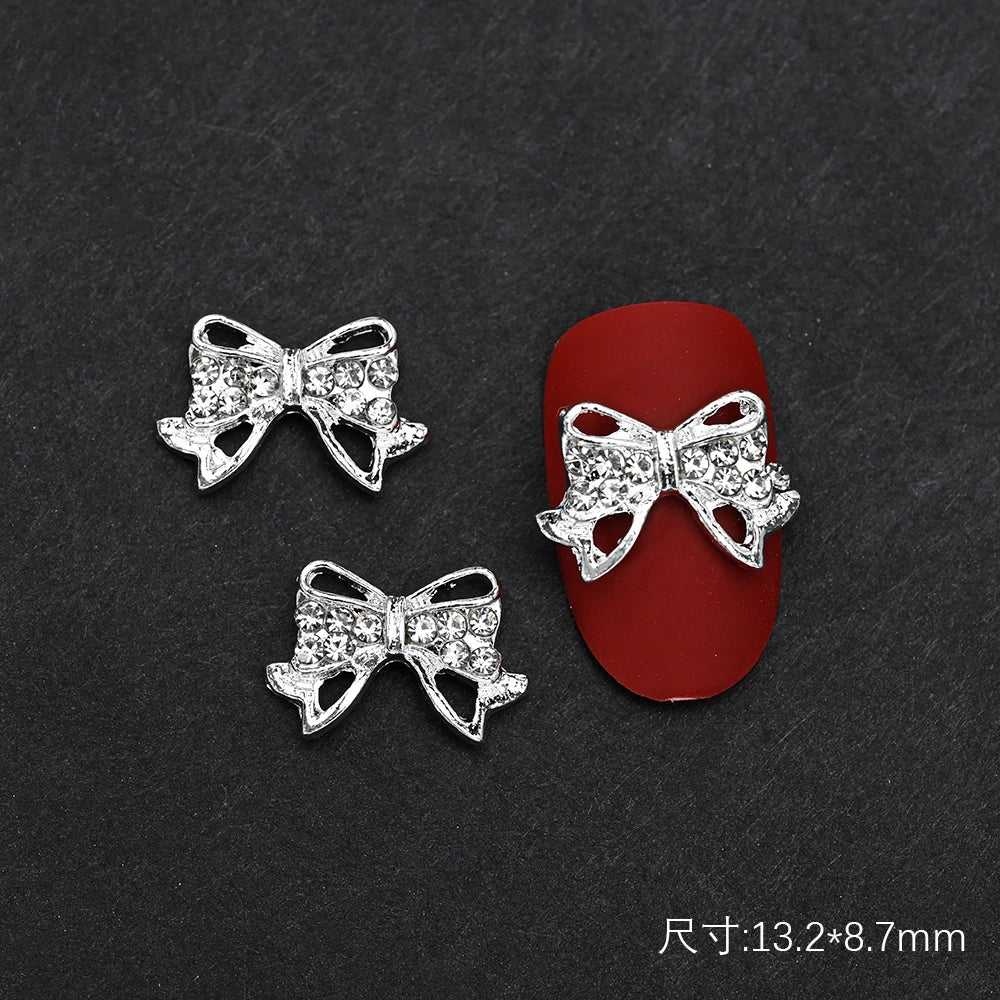 10Pcs Ballet Dance Shoes 3D Nail Charms 8mm Pink Metal Dance Shoes Ribbon Nail Art DIY Kawaii Ballet Bows Manicure Supplies &*&