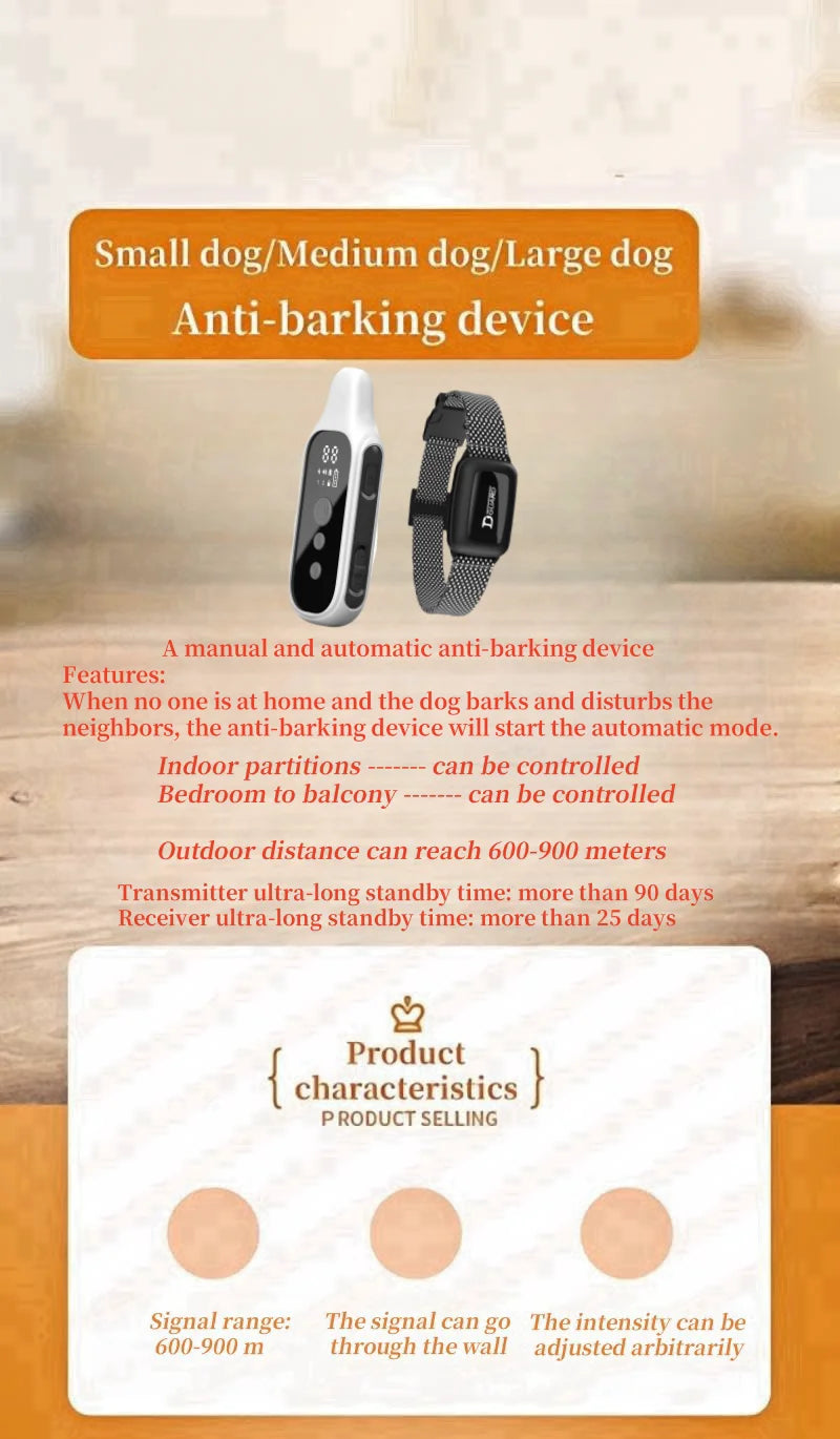 YHLC Electric Dog Training Collar Detachable Bark Rechargeable Anti Barking Shock Vibration Collar for All Dogs Pet