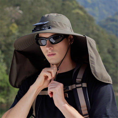 Solar-Powered Outdoor Cooling Fan Hat with Adjustable Brim - UV Protection Sun Cap for Fishing, Hiking & Summer Travel