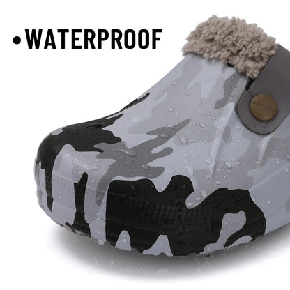 Fashion Men Cotton Slippers Winter Women Men Short Plush Slippers Casual Waterproof Garden Men Shoes New Fur Furry Cotton Shoes