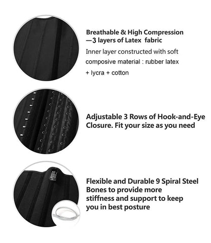 AfruliA Fajas Colombians Girdles Latex Waist Trainer Long Torso Corset Shapewear Slimming Belly Sheath Body Shaper 9 Steel Bones