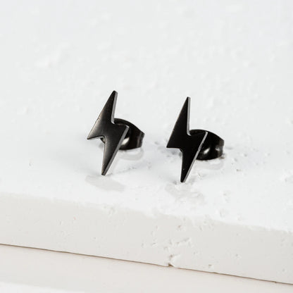 1Pair Stainless Steel Lightning Bolt Earrings Punk Thunder Earring for Men Women Daily Jewelry