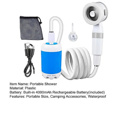 Portable Camping Shower Outdoor Camp Shower Pump,Upgrade Rechargeable Electric Shower Pump with Intelligent Digital Display