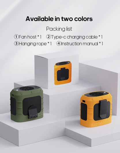 8000mAh Outdoor Waist Fan Portable Multifunctional Camping Fan Bladeless Hanging Neck Fan with Power Bank LED Lighting