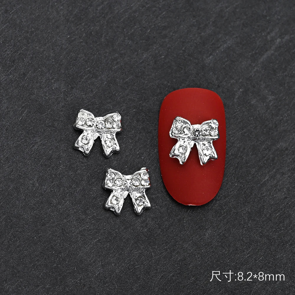 10Pcs Ballet Dance Shoes 3D Nail Charms 8mm Pink Metal Dance Shoes Ribbon Nail Art DIY Kawaii Ballet Bows Manicure Supplies &*&