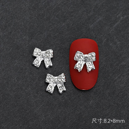 10Pcs Ballet Dance Shoes 3D Nail Charms 8mm Pink Metal Dance Shoes Ribbon Nail Art DIY Kawaii Ballet Bows Manicure Supplies &*&