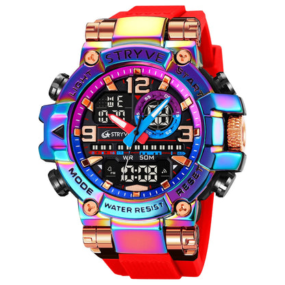 UTHAI CQ254 Fashion Sports electronics Watch Colorful Night Light Man watch Waterproof Multi functional Clock watches for man