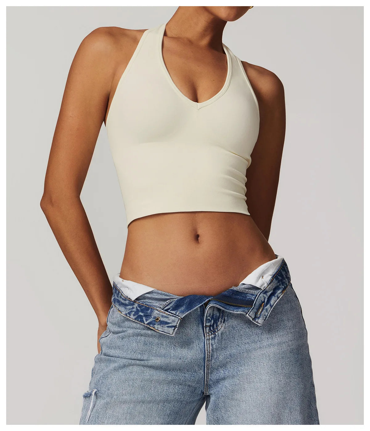 Hanging Neck Bra Sports Bra Seamless Sports Underwear Bra Open Back Fitness Yoga Top Bras Support Women Workout Gym Crop Top