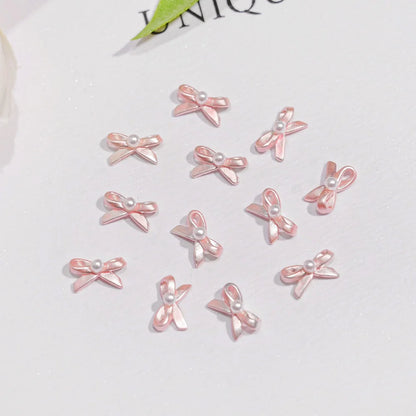 10Pcs Ballet Dance Shoes 3D Nail Charms 8mm Pink Metal Dance Shoes Ribbon Nail Art DIY Kawaii Ballet Bows Manicure Supplies &*&