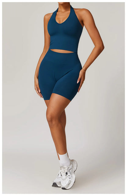 Hanging Neck Bra Sports Bra Seamless Sports Underwear Bra Open Back Fitness Yoga Top Bras Support Women Workout Gym Crop Top