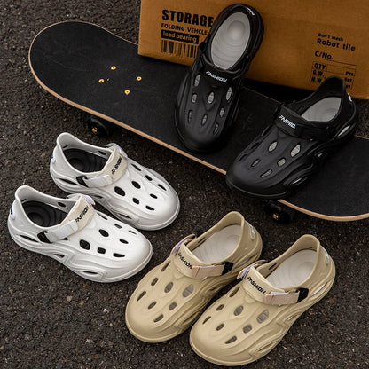 Men Summer Anti-slip Soft EVA Slippers Male Outdoor Hole Garden Sandals Casual Breathable Comfortable Flat Indoor Shoes