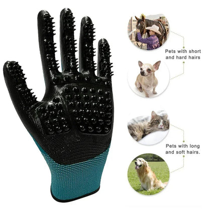 A Pair of Pet Bath Gloves Massage Clean Remove Floating Hair Pet Grooming Hair Removal Rubber Wear Resistant Non-Slip Pet Gloves