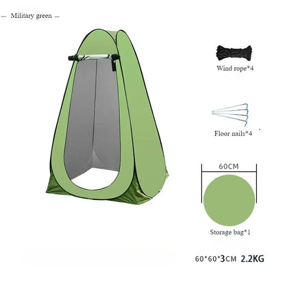 Shower Tent Outdoor Camping Camping Mobile Toilet Changing Clothes Tent Toilet Tent Single Bath Cover with Window Army Green
