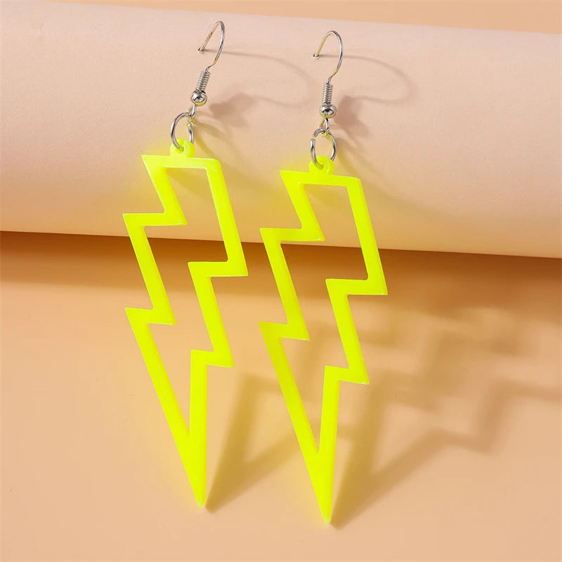 Fashion Candy Color Acrylic Lightning Drop Earrings for Women Cool Long Dangle Earrings Girls Party Festival Jewelry Gifts