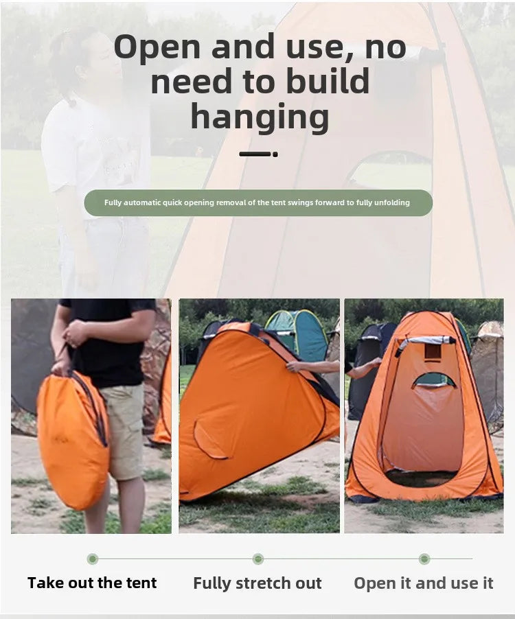 Shower Tent Outdoor Camping Camping Mobile Toilet Changing Clothes Tent Toilet Tent Single Bath Cover with Window Army Green