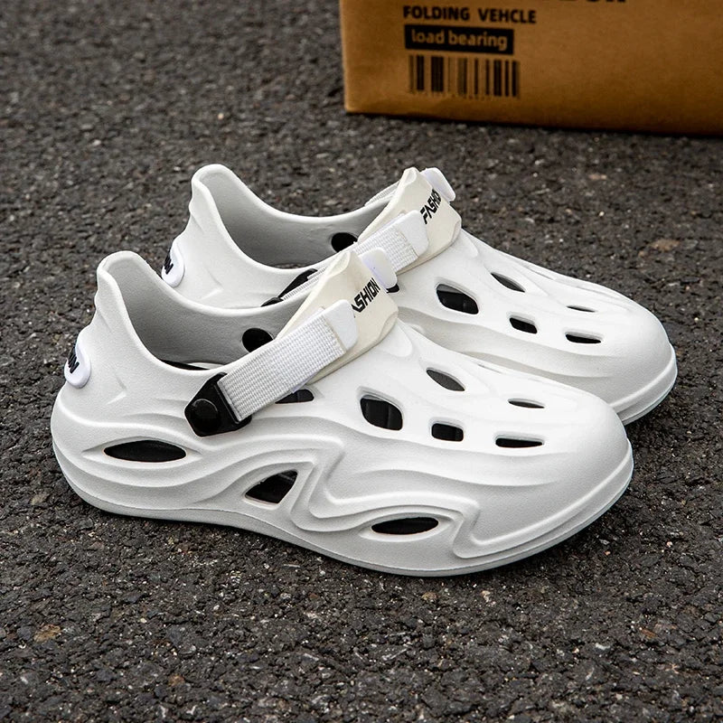 Men Summer Anti-slip Soft EVA Slippers Male Outdoor Hole Garden Sandals Casual Breathable Comfortable Flat Indoor Shoes