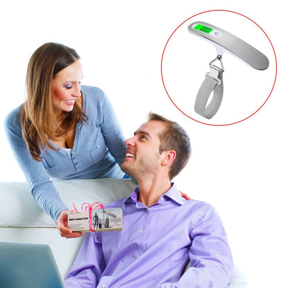 110Lb/50Kg Portable Digital Luggage Weight Scale LCD Display Pocket Electronic Suitcase Travel Scale Balance Baggage Weight Tool