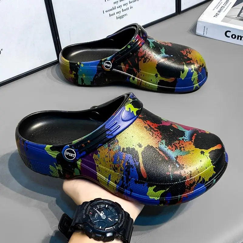 Graffiti Beach Platform Shoes Outdoor 2025 Style Adult Eva Trend Slippers for Men Summer Sale Designer Luxury Fun Sandals Man