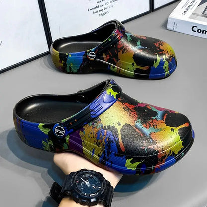 Graffiti Beach Platform Shoes Outdoor 2025 Style Adult Eva Trend Slippers for Men Summer Sale Designer Luxury Fun Sandals Man