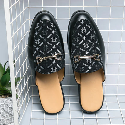 Luxury Designer Brand Men's Printing Pattern Sandals Half Sequin Shoes For Men Mules Casual Shoes Slides Loafers Slippers